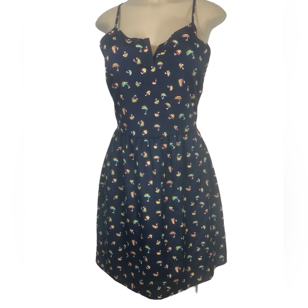 Everly Navy Blue Boat Print Dress Size Medium